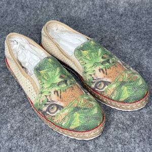 Goby Women's Green Tiger Eyes Man Made Slip-On Sneaker Espadrille Shoes-‎ Sz 10